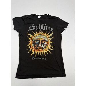 Sublime Shirt Juniors Small Black Band Sun Logo Long Beach CA Rock Graphic Tee